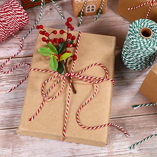 STOBOK Cordas de AlgodÃ£o de Natal 150M 2 Rolos Vermelho Verde E Branco Cor 16 Fios de AlgodÃ£o Gros