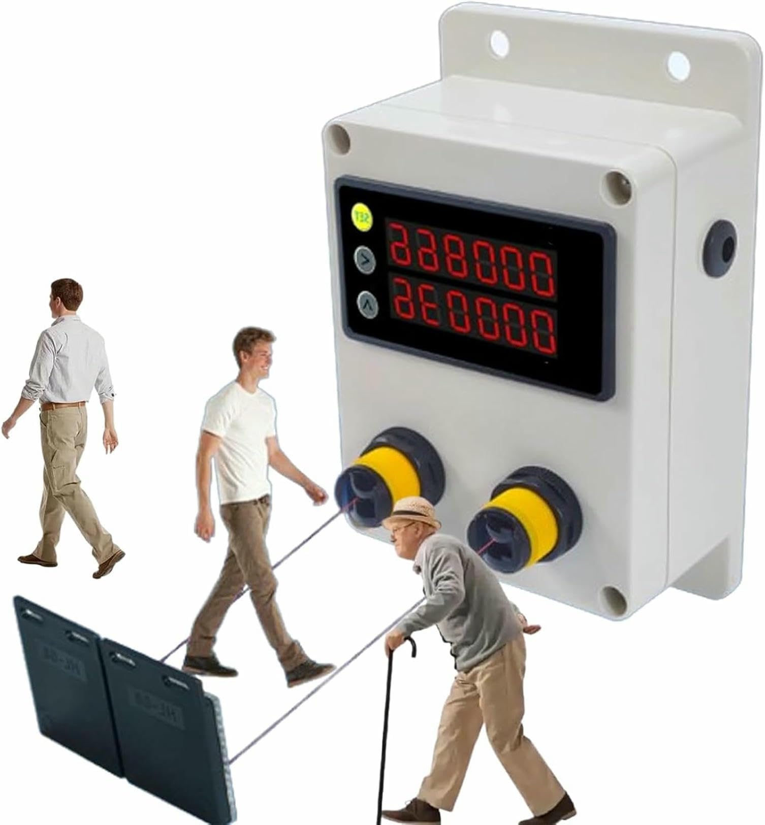Compteur de trafic inductif, compteur de personnes 0-99999 avec 2 réflecteurs, affichage double rangée réinitialisation indépendante