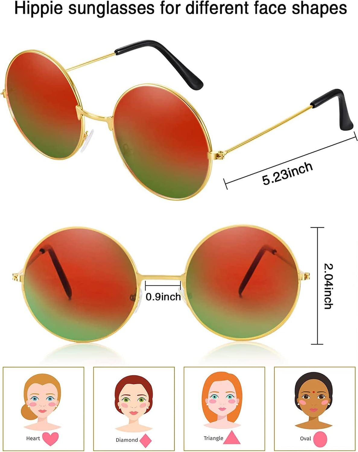 MTLEE 36 Pieces Hippie Costume Accessory Set for 60s 70s with Peace Sign Necklaces, Daisy Sunflower Headbands and Retro Round Sunglasses for Hippie Party Supplies