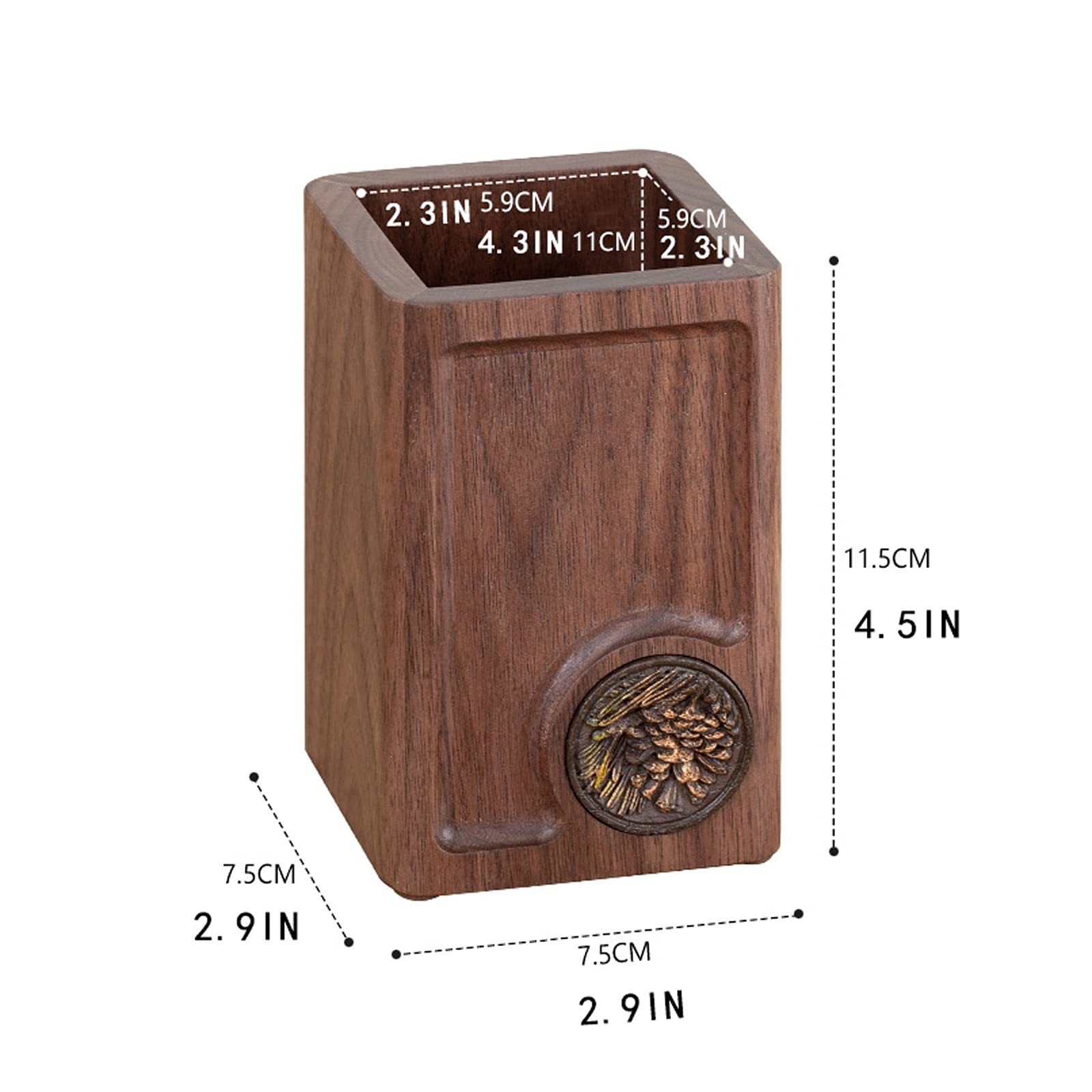 Bote para Pinceles Natural Wood Skin Holder Lápiz Organizador Lápiz Creativo Retro Sencillo Estudio Papeleria Oficina de Escritorio Lápices Titular (Nuez) contenedor para bolígrafos