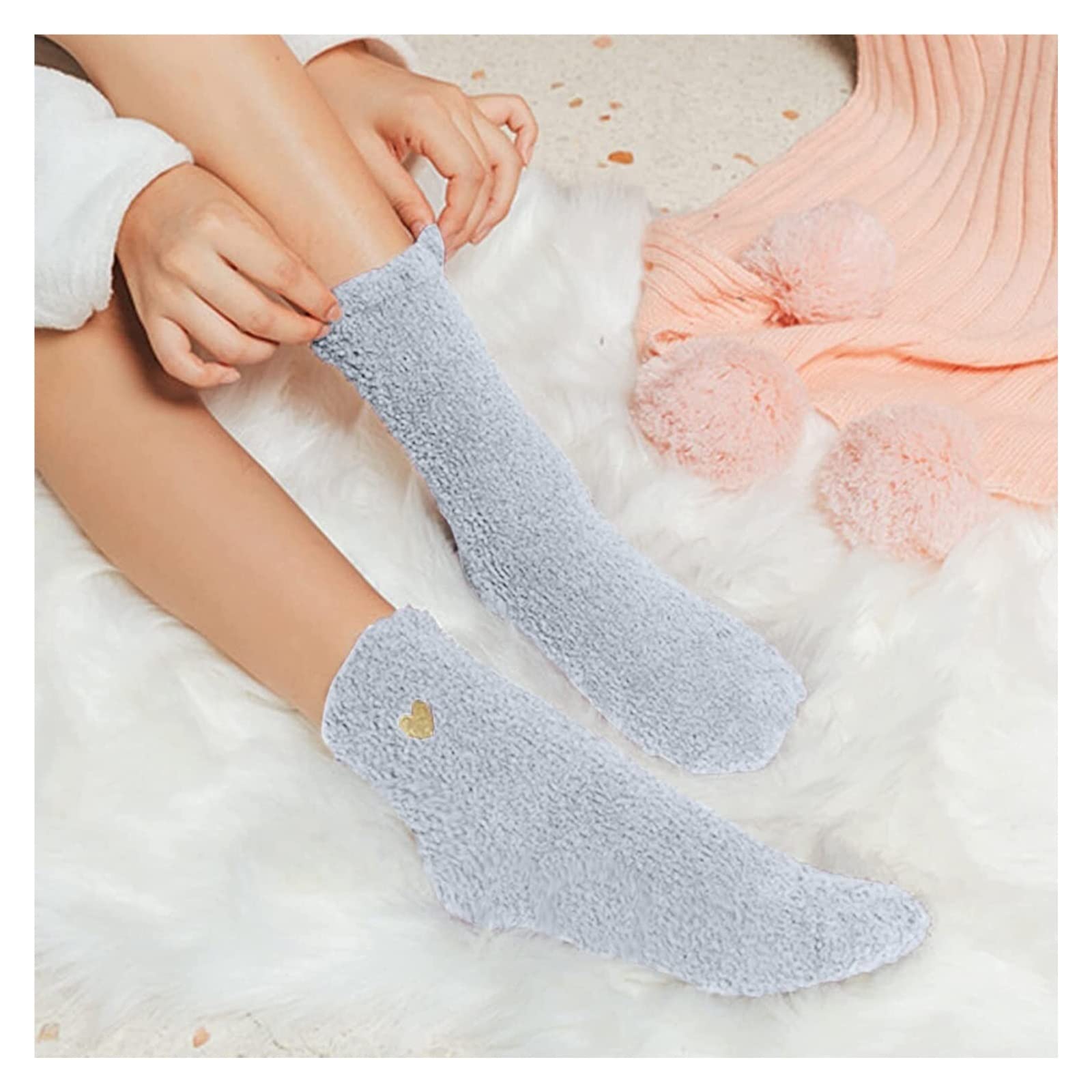 Calzini Termici Calze Invernali Calzini Da Donna Con Motivo A Cuore ， Calzini Da Donna In Cotone Carino Calzini In Cotone Alla Moda Calzini (Color : G, Size : One Size)