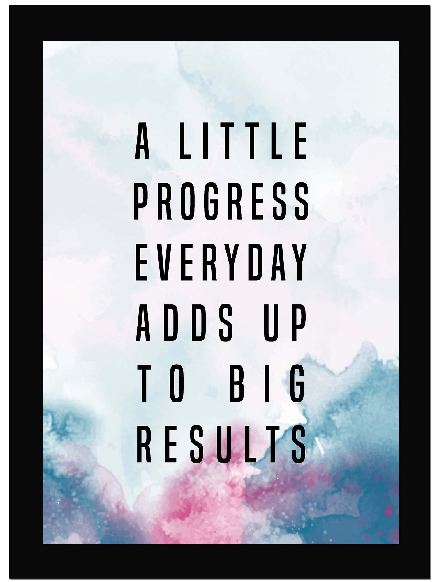 AR Creative A Little Progress - Motivational Quote Framed Wall Poster, Inspirational Quotes Print with Frame, Home, Office Decor (13.6 inch x 10.2 inch)