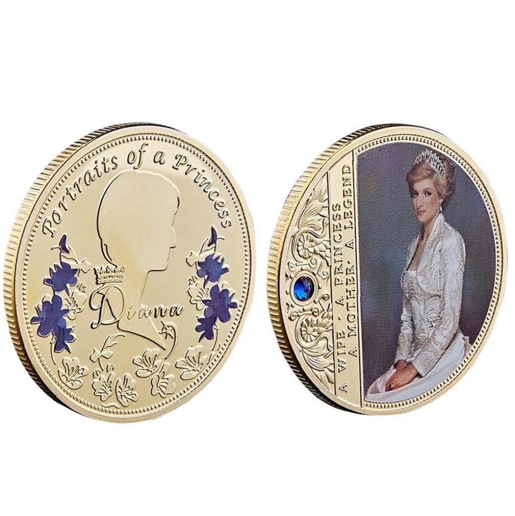 Onsinic Gold 1Pc Princess Diana Commemorative Coin Queen Souvenir Coin Collectible Coins Collection Gifts