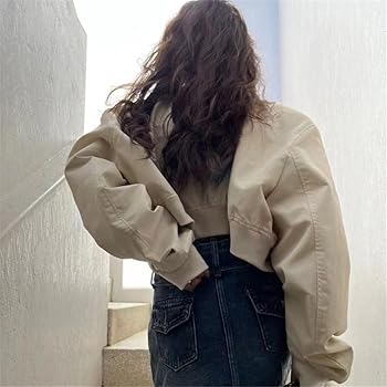 Women's Cropped Bomber Jacket Korean Street Vintage Short Jackets