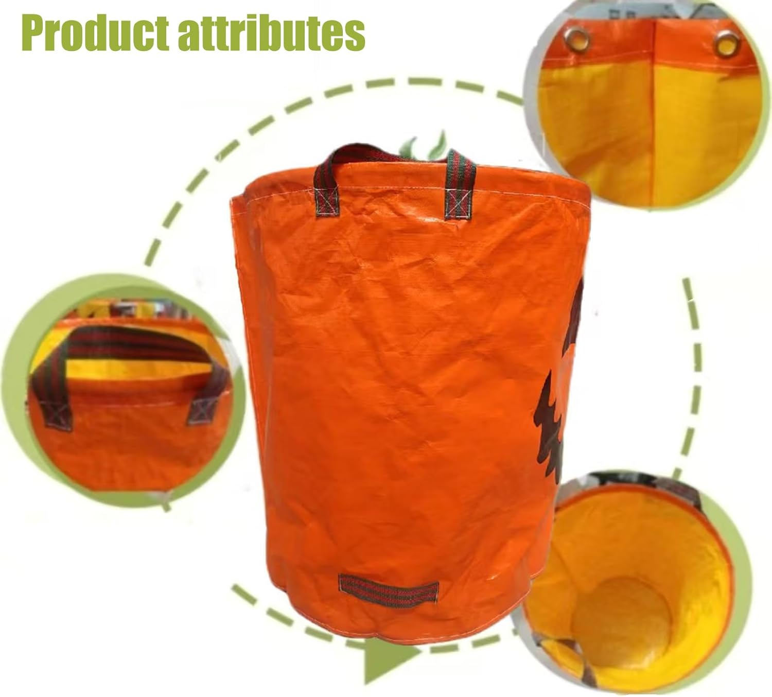 Large 60L Halloween Pumpkin Leaf Bag For Garden Waste Collection And Storage 45x38cm Themed Yard Cleanup Bag