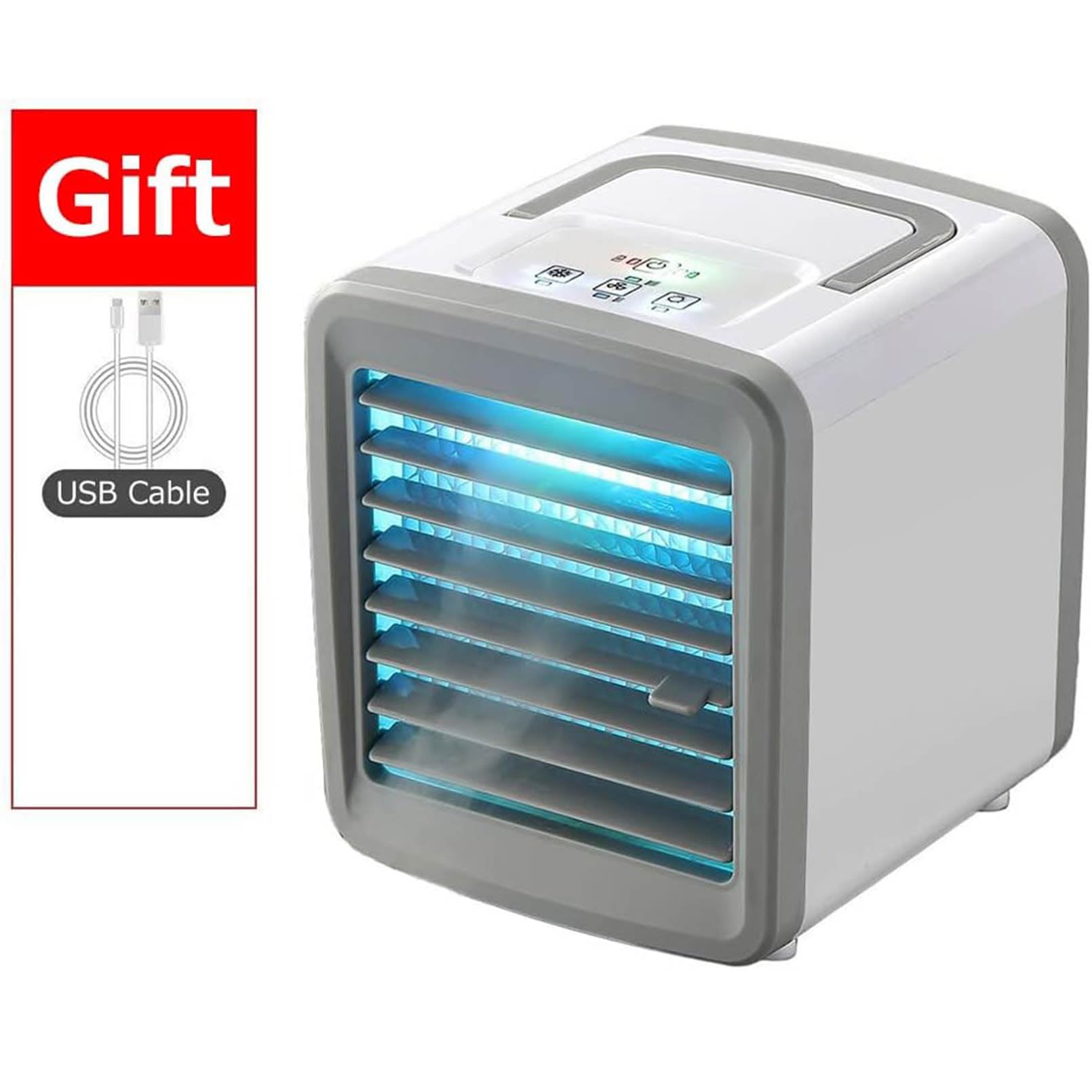 Ventola di raffreddamento portatile con umidificazione, condizionatore d'aria USB a 2 velocità a risparmio energetico per casa, ufficio, uso interno ed esterno