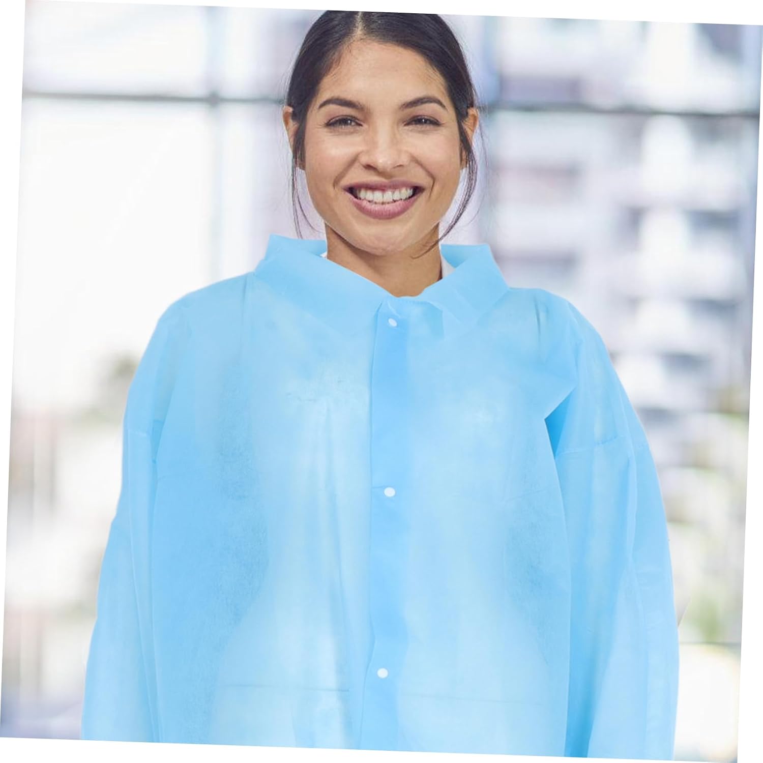 Cabilock 10pcs Disposable Lab Coats for Adults Non-woven Protective Suits Buttoned Breathable Workwear 3xl Bulk Pack