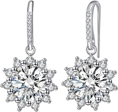 Moissanite Earrings for Women 1Ct-3Ct Hoop Drop Earrings, Gifts for Soulmate Mom Girlfriend, Anniversary Jewelry Present for Wife, Birthday Valentines Gifts
