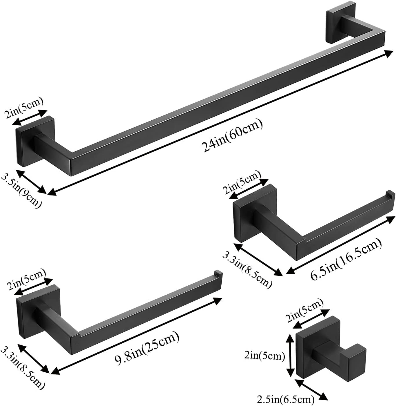 Conjunto de Accesorios de baño, 5 Piezas de Acero Inoxidable Juego de Hardware de baño montado en la Pared, Set de Colgante de Hardware del Inodoro