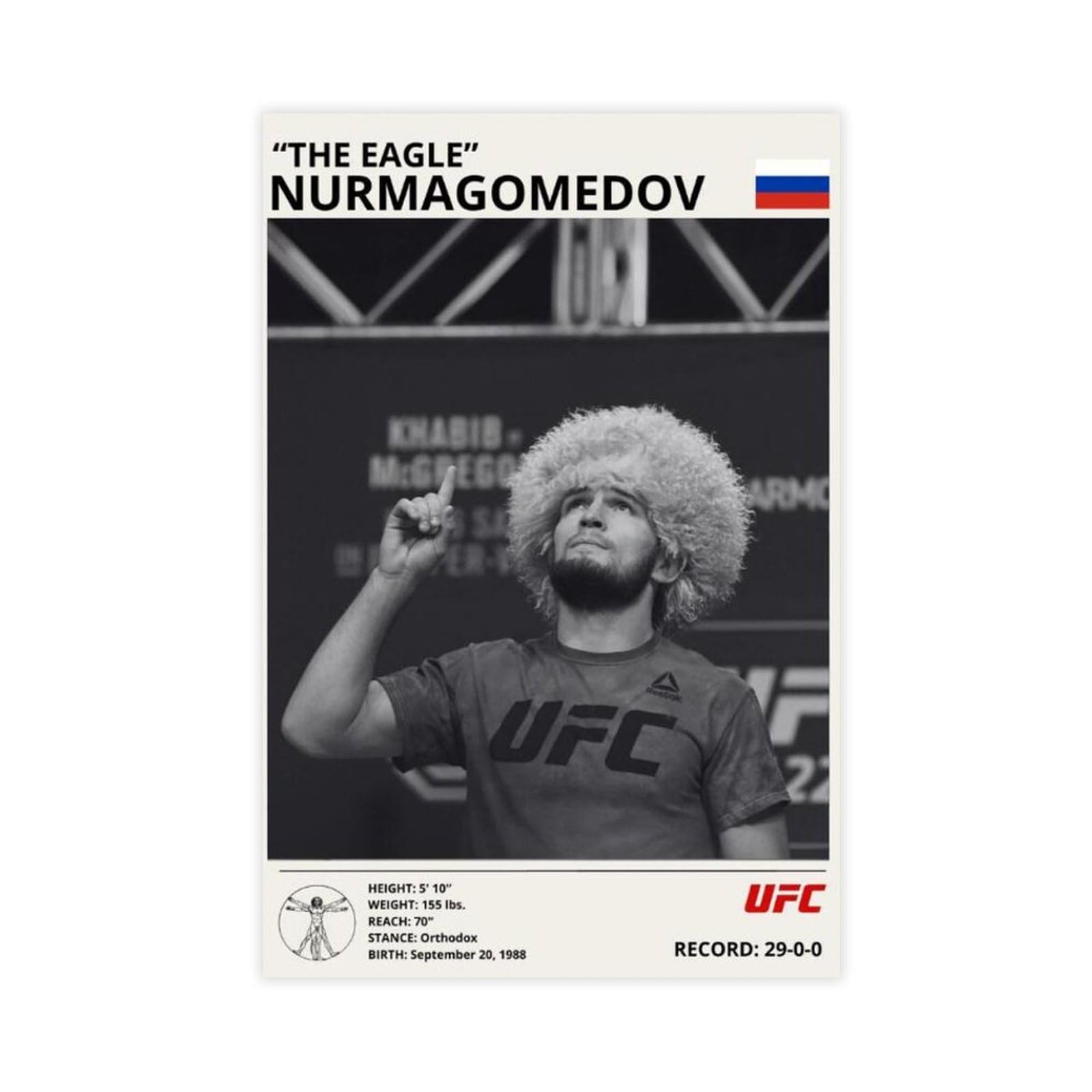 QGVBGF Khabib Nurmagomedov UFC Canvas Poster Bedroom Decor Landscape Office Room Decor Gift 12x18inch(30x45cm)