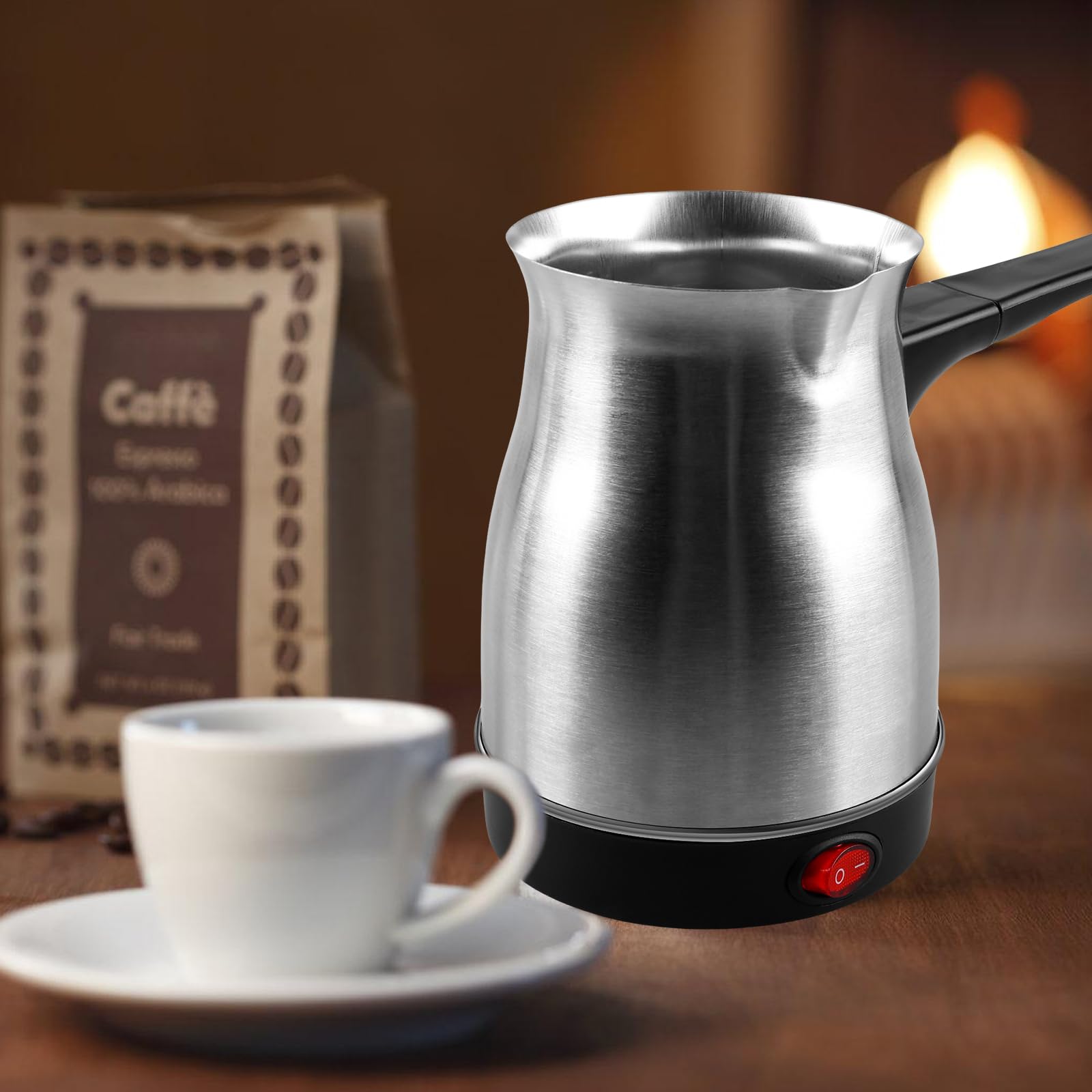 BYZESTY Elektrische Türkische Kaffeemaschine, 500ml Elektrische Kaffeekanne, Elektrische Türkische Kaffeekanne, Turkischer Kaffeekocher, Mokka Maschine Turkish Coffee Maker für Zuhause Büro Camping
