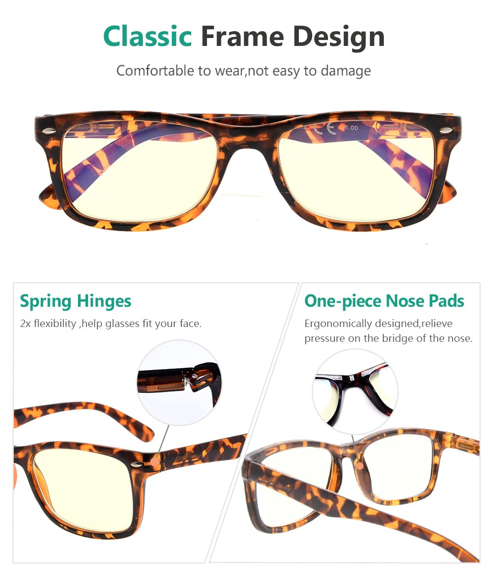 Eyekepper Computer Reading Glasses,UV Protection, Anti Glare,Anti-Reflective Computer Readers (Tortoise, Yellow Tinted Lenses) +0.75 - Image 4