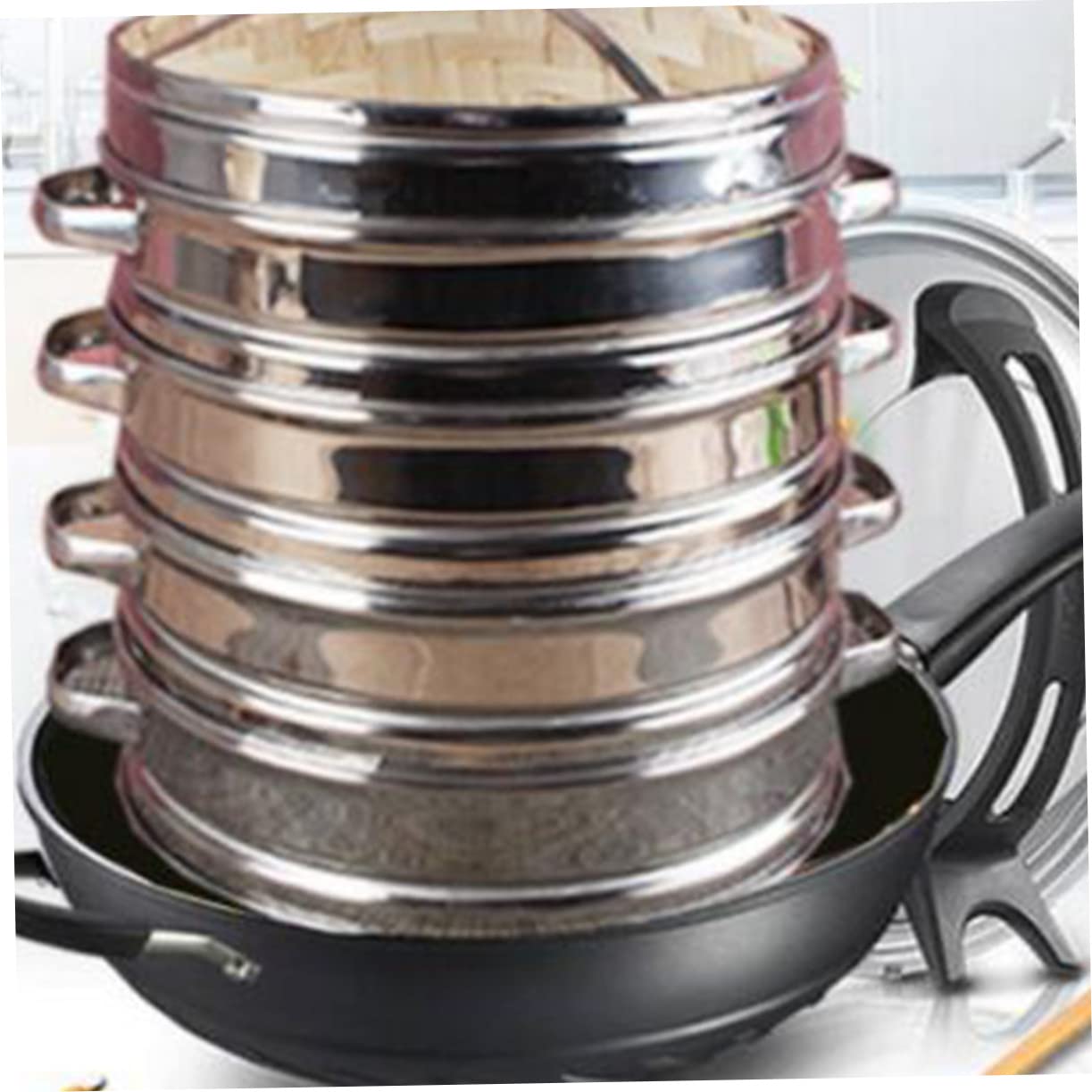 Cestello Per Verdure A Vapore In Acciaio Inox 100% – Kl574p, Diametro Regolabile 6.4-10.4 Cm, Gambe Pieghevoli