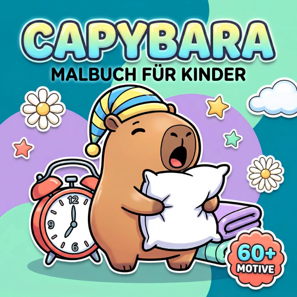 Capybara Malbuch: Über 60 Süße Und Lustige Motive Für Kinder Ab 6 Jahren Und Jugendliche Zum Kreativen Entspannen