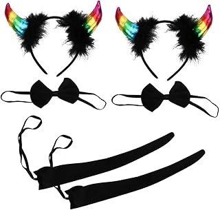 6 Conjuntos De Tiara De Chifre Do Diabo Chifre Faixa De Cabelo Chifres Cosplay Cocar De Chifre E Roupas De Cauda Kit De Acessórios Do Diabo Dia Das Bruxas Chifres Do Diabo Bandana