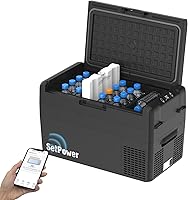 Setpower RF25 27QT 12V Portable Refrigerator Freezer - Compressor Car Cooler for Camping RV Van Truck with 50H Backup & App Control