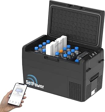 Setpower RF25 12V Refrigerator 27 Quart Portable Electric Cooler for Vehicles Car Freezer With 12/24V DC Car Refrigerator 12V Portable Fridge for Car Camping Truck Van RV SUV Road Trip Travel