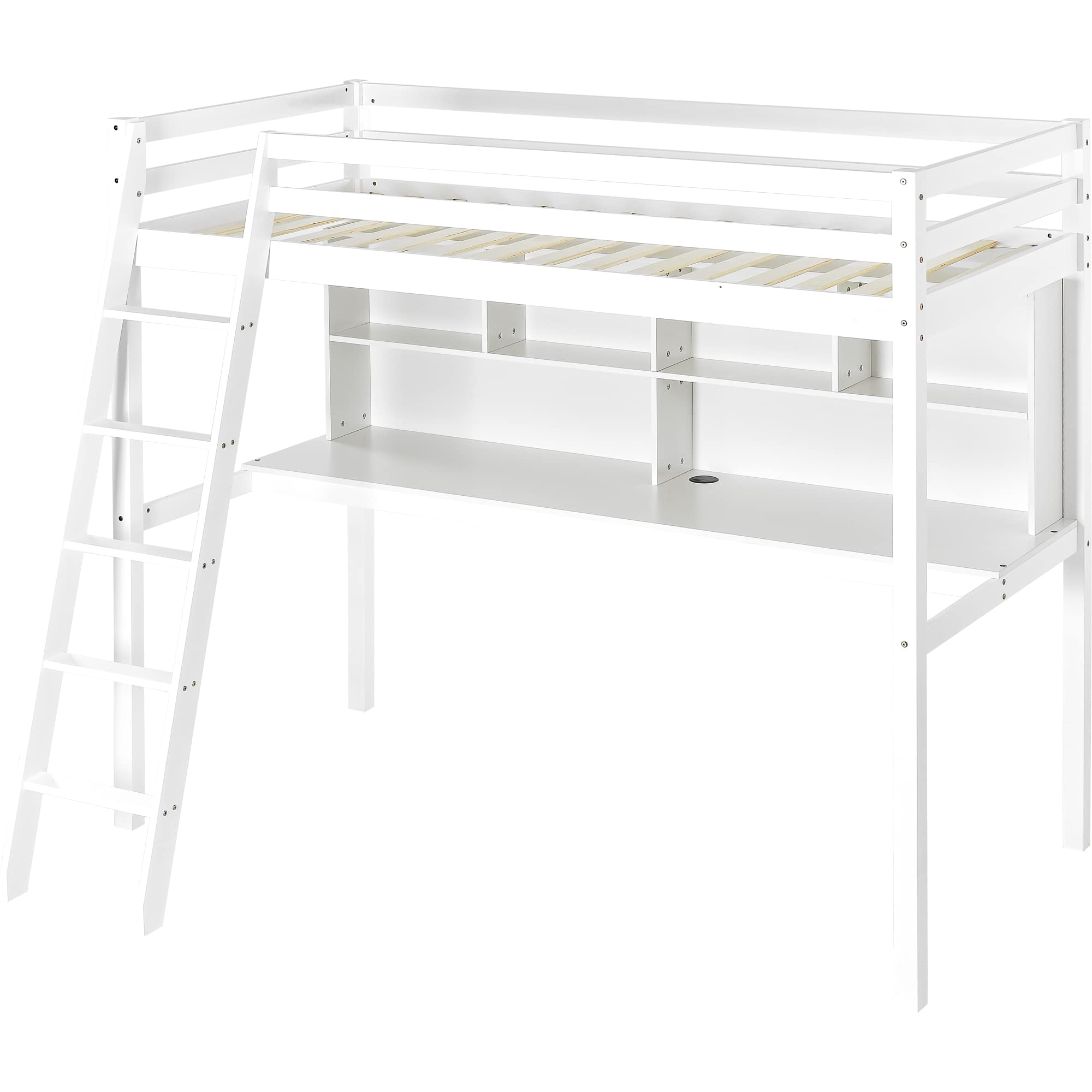 Buy Eren 3FT Loft Bed, Solid Wood Single Size Loft Bed Single Bed with