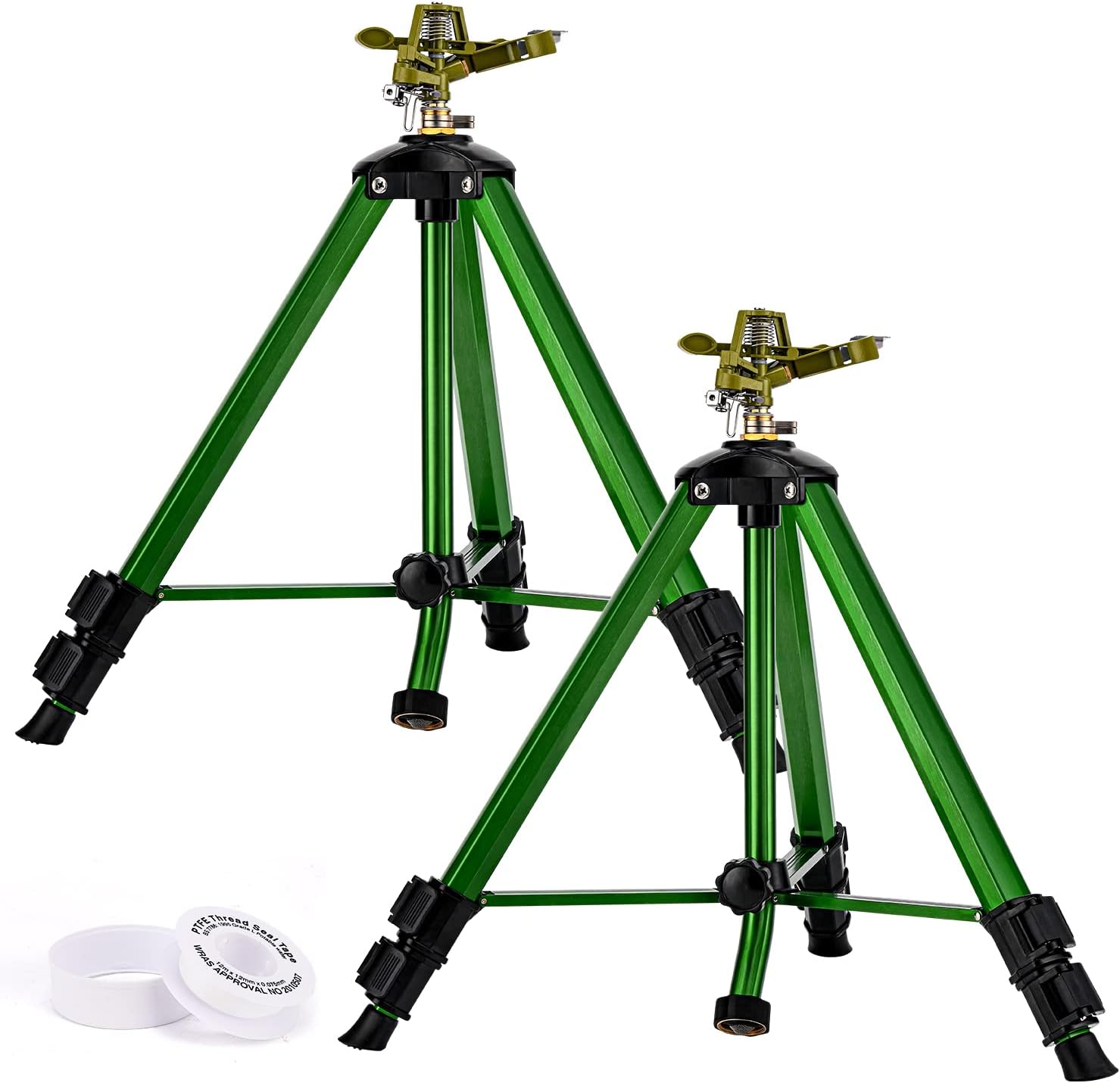 Keten Impact Sprinkler on Tripod Base, 2 Pack Tripod Sprinkler with 300