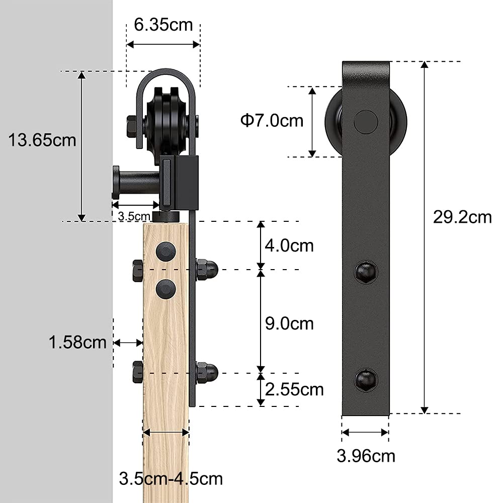 LWZH 9FT/274cm Kit de Quincaillerie Porte de Grange Coulissante Kit Rail Porte Coulissante pour Simple Porte/J-Forme