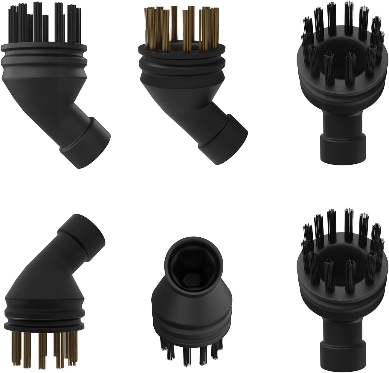 6-Pack Nylon & Brass Brush Set Compatible With Mosche WHL-603/EM-320 Steam Cleaners