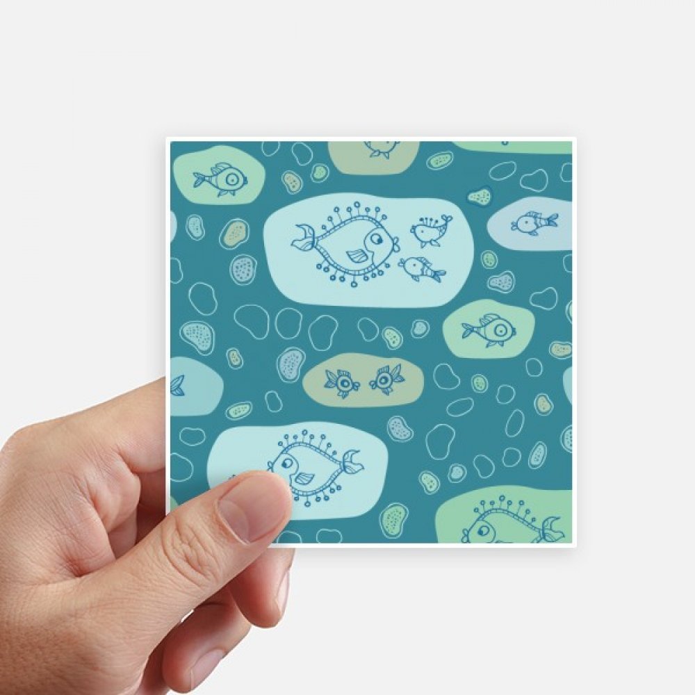 Autocollant Poisson Abstrait Bleu Décalcomanie Moto Ordinateur Portable 10x10