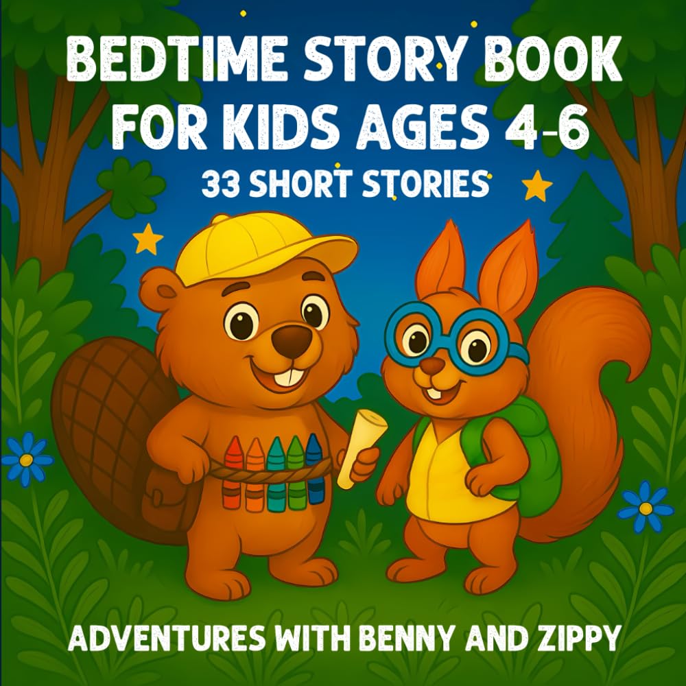 Bedtime Story Book for Kids Ages 4-6: 33 Short Stories of Adventures with Benny and Zippy