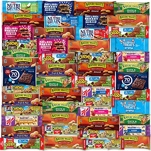 Healthy Snack Box Variety Pack Care Package - 50 Count / Gift Basket Idea for Kids Adults Teens Family College Student / Granola, Cereal, Breakfast & Snack Bars by Stuff Your Sack