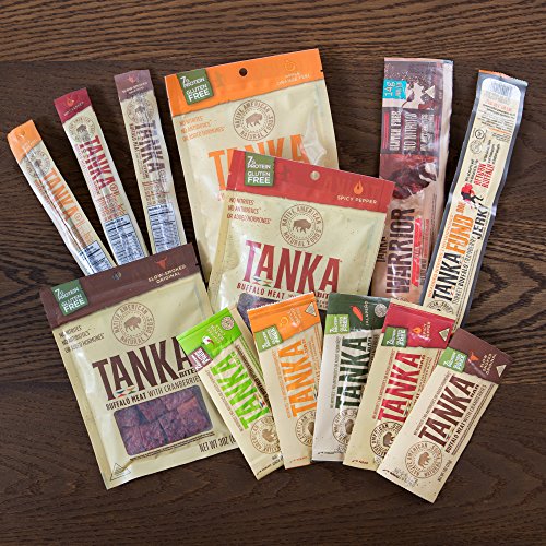 Tanka Bison Pemmican Meat Stick with Buffalo & Cranberries By Gluten Free, Grass Fed Beef Jerky Alternative, Slow Smoked Original, 1 Oz, Pack Of 12