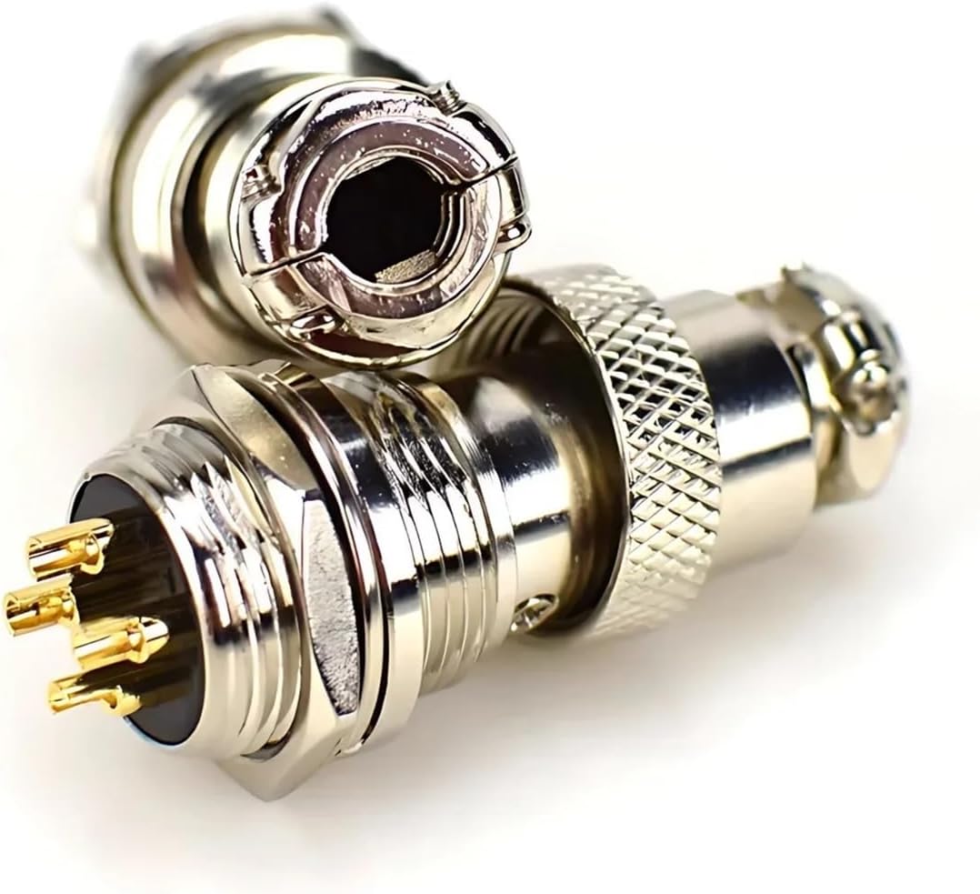 Aviation Connector GX16 Gold-Plated Aviation Plug Socket 12mm M12 16mm M16 20mm M20 Cable Connector Soldering Industrial Connectors(GX16 Nut Gold Plated,5 Sets_3P)