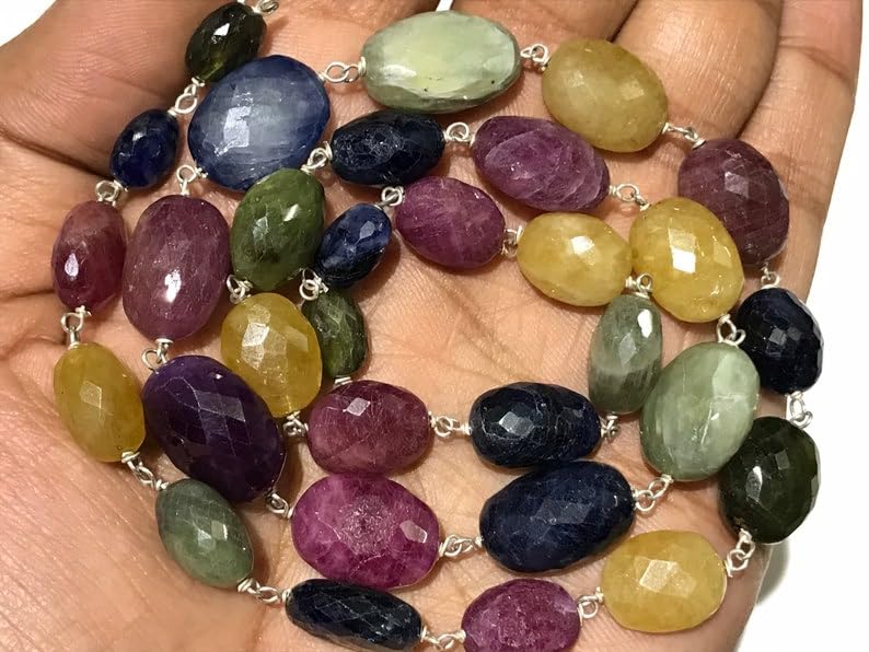 Perles multi-saphirs naturelles 10-13mm fabrication de bijoux collier - 6