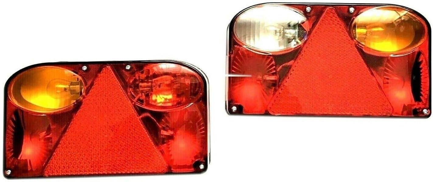 Kompletter Anhänger Beleuchtungssatz – Rückleuchten Kennzeichenleuchte Rückstrahler 13-poliges Kabel – E9 / E20 – Anhänger, Trailer, Wohnwagen, LKW (Kabel 7m/1m)