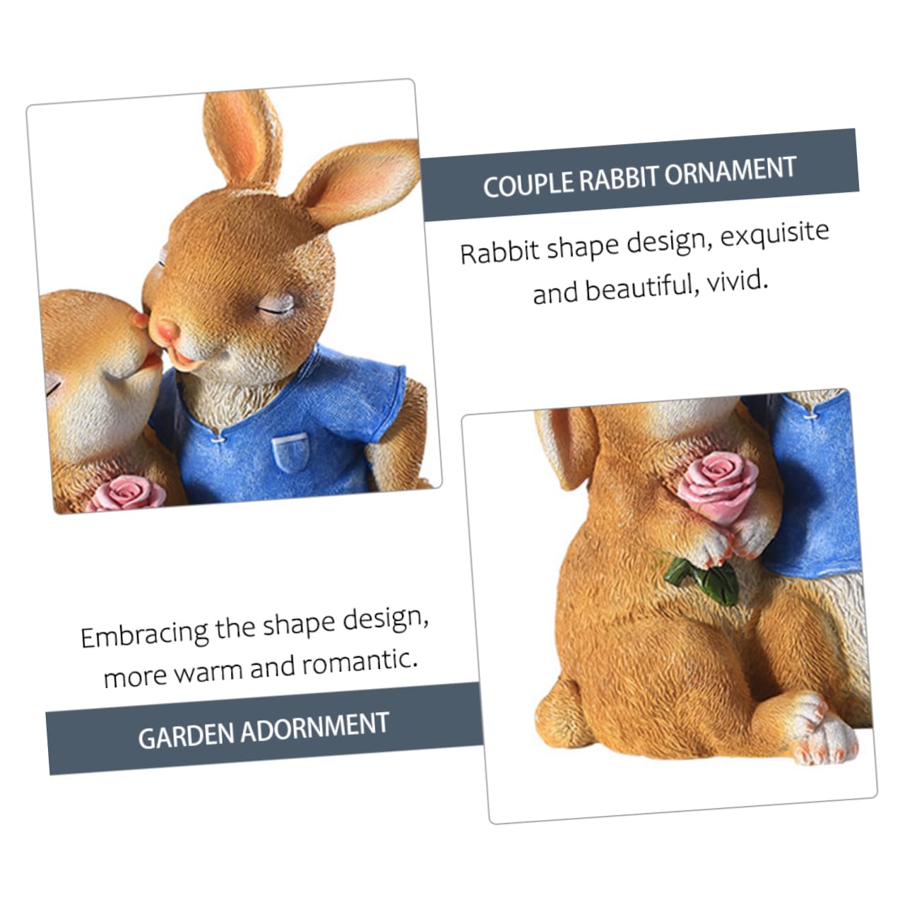 TOYANDONA Garten Deko Paar Kaninchen Figur Kunstharz für Außenbereich Niedliche Gartenskulptur für Kinder Wetterfest und Langlebig für Gartenliebhaber