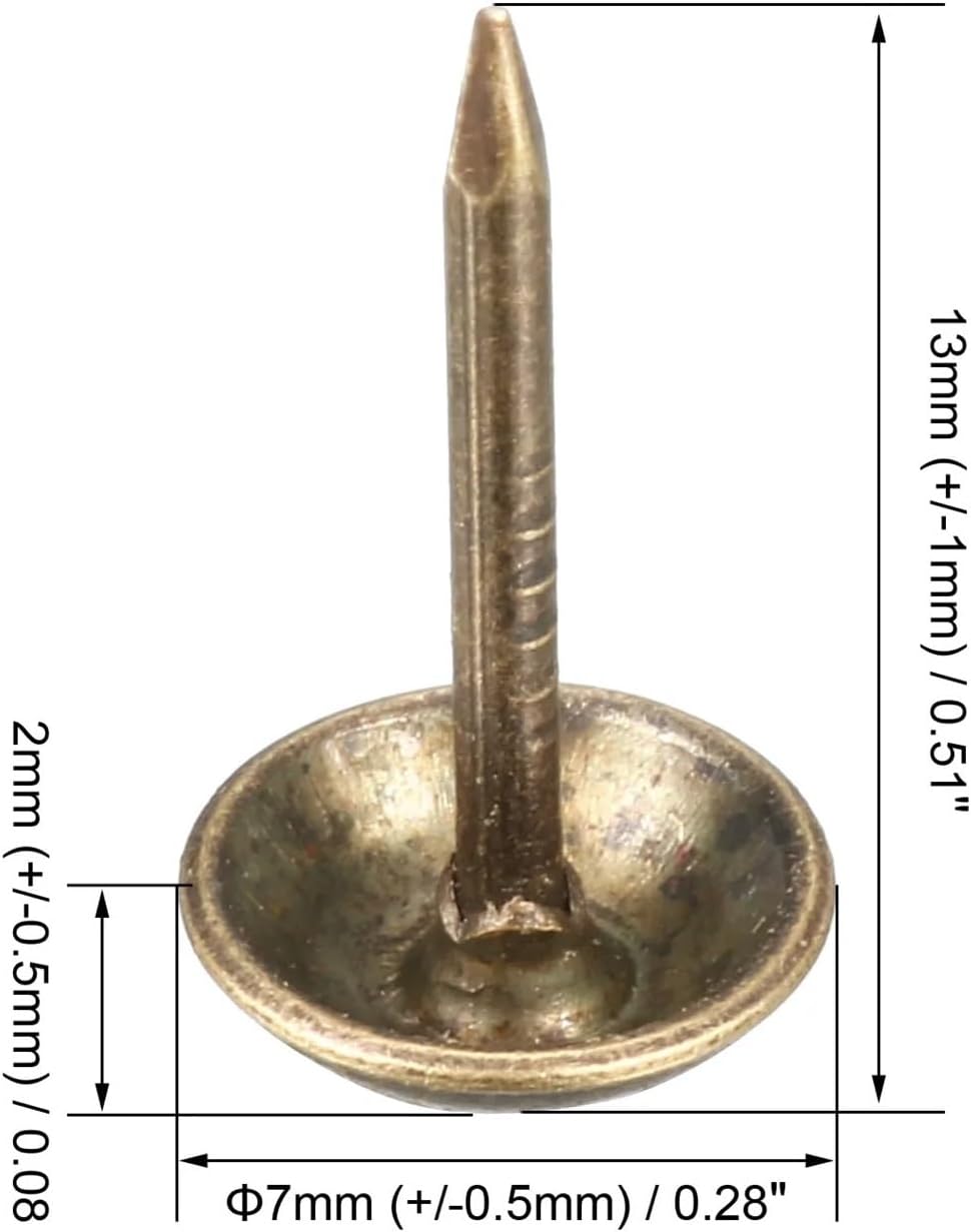 100Pcs Upholstery Nails Tacks 6/7/9/11/14/19mm Dia Retro Round Thumb Push Pins Bronze Tone for Furniture Sofa Headboards(6mm x 8mm)