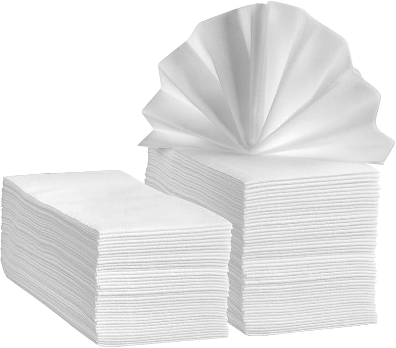 SETUP [100 unidades] Toallas para invitados con tacto de lino – Servilletas de tela desechables, toallas de mano de papel para el baño, servilletas de boda – (anteriormente paquete cómodo)