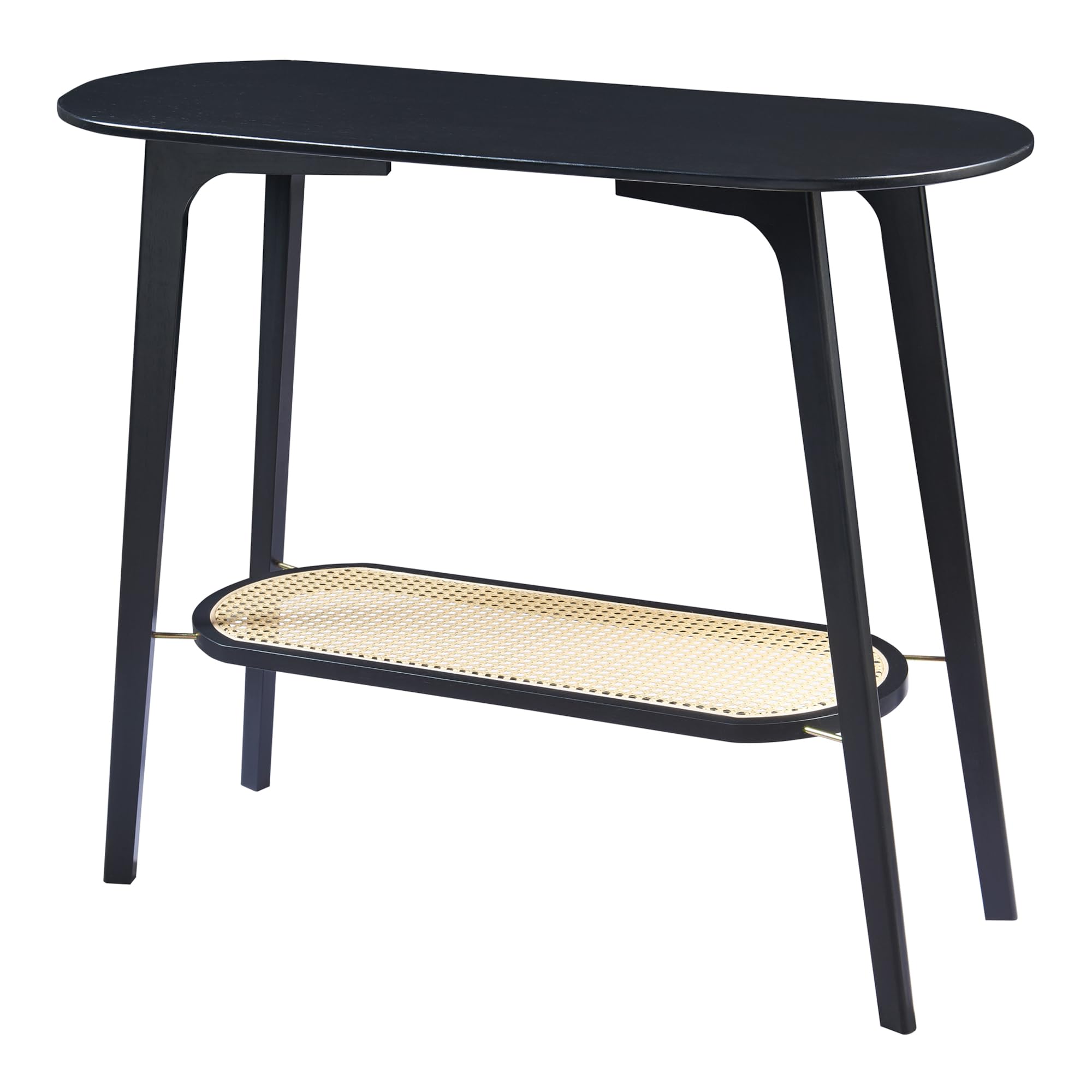 [en.casa] Tavolo a Consolle Scaffale Basso a 2 Piani di Appoggio Tavolo Stretto Multiuso da Ingresso Corridoio 100 x 35 x 80 cm Nero/Beige