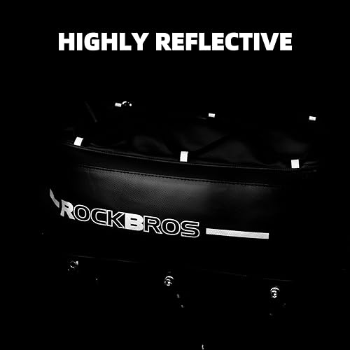 Miniatura 5 de ROCKBROS Bolsa para portabicicletas, bolsa para maletero de bicicleta, bolsa trasera para viajes con cubierta de lluvia y rayas reflectantes, 9L