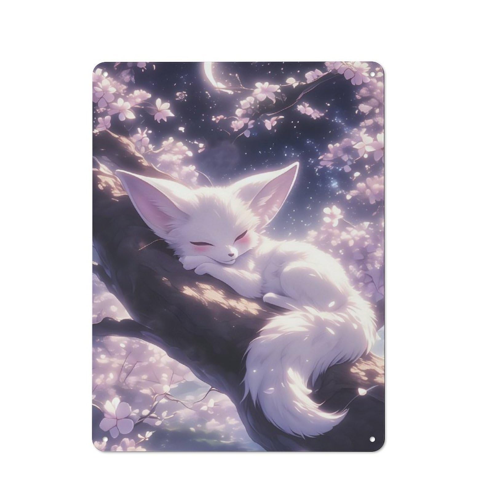 Junmoney Sleeping Fennec Fox Rustic Tin Sign 40X30cm Featuring For Bar Or Restaurant, A Housewarming Gift For Bar Decor Enthusiasts