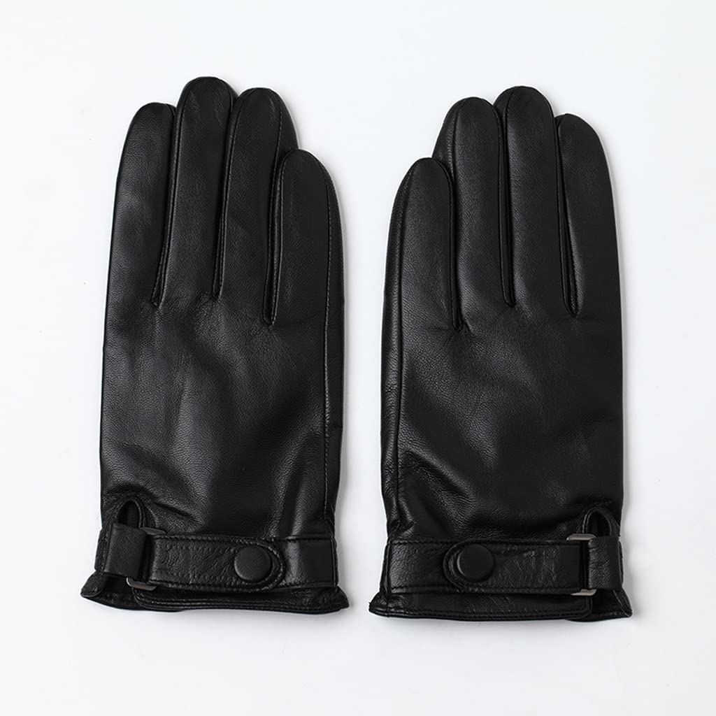 Gants D'hiver En Cuir PU Pour Hommes - Doublure Polaire Corail - Écran Tactile Sur 10 Doigts - Taille M Et L - Pour Conduite, Extérieur, Camping - 9