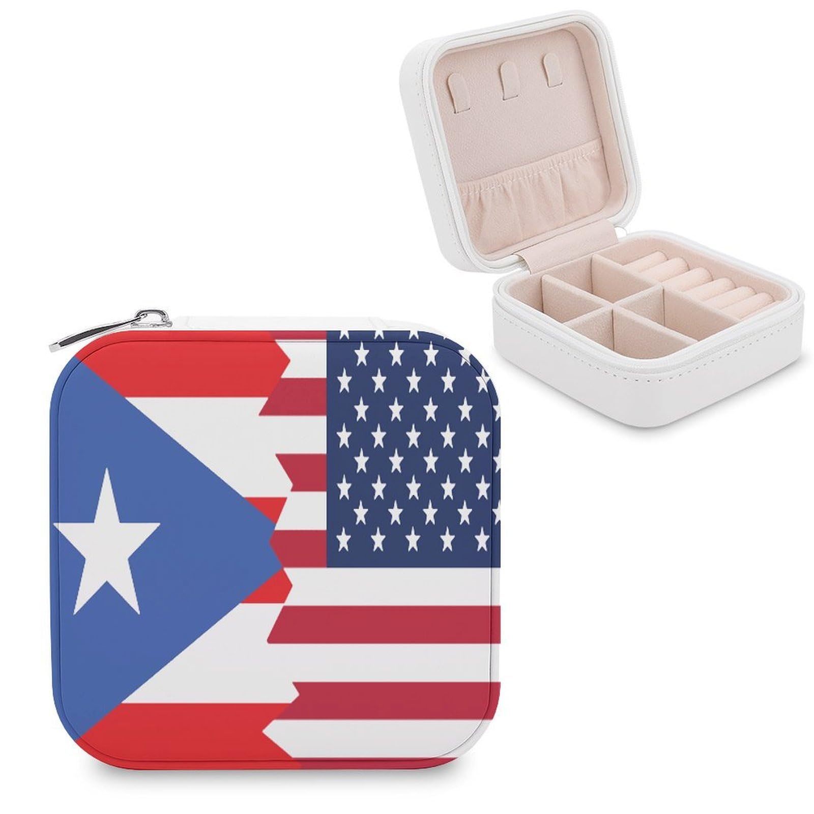 CUTJMDNGH Puerto Americans of Flag Jewelry Box for Women Jewellery Case Organizer Storage Boxes Craft