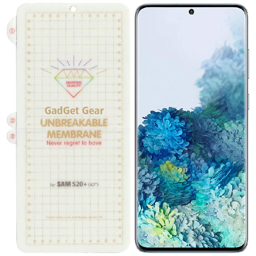 GADGET GEAR Plastic Samsung Galaxy S20 Plus/ S21 Plus Clear Unbreakable Screen Protector Hydrogel Membrane Supports Fingerprint Scanner With Edge To Edge Coverage And Easy Installation (B08VGGB9VF) Amazon Price History, Amazon Price Tracker