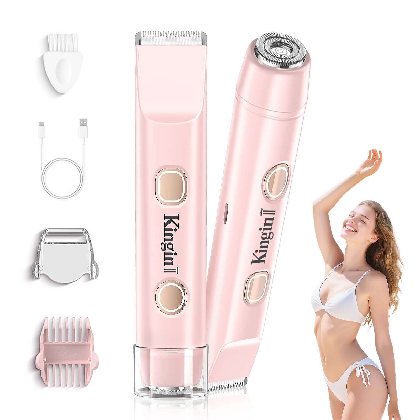 Electric Bikini Trimmer for Women,Personal Shaver for Face,Legs,Underarms,Painless Electric Women's Razor,IPX7 Waterproof,Rinsable Pubic Hair Trimmer,