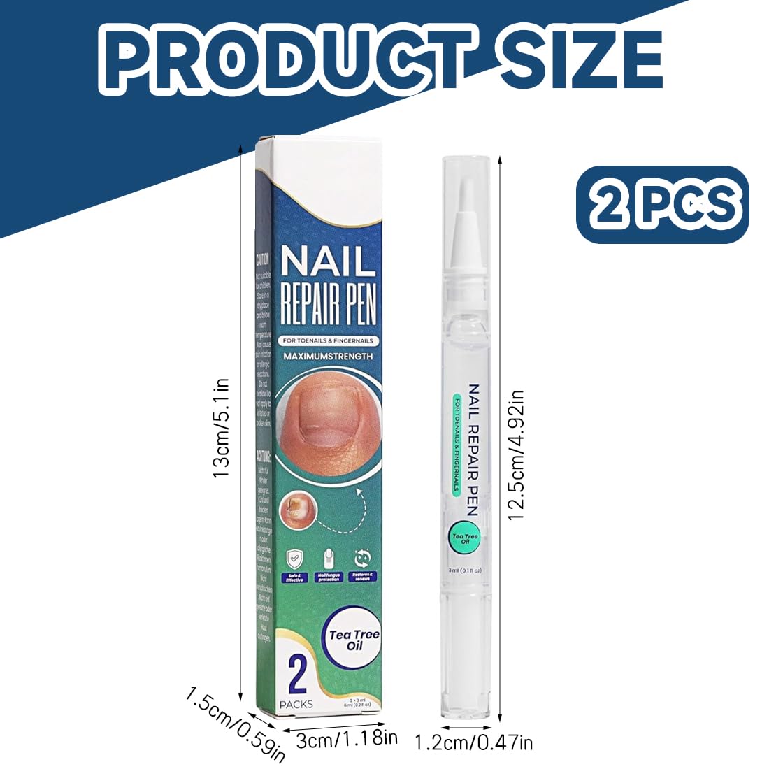 Penna per la cura delle unghie Tea Tree Oil, formula a base vegetale, si prende cura delle unghie danneggiate, confezione da 2, soluzione per la salute delle unghie