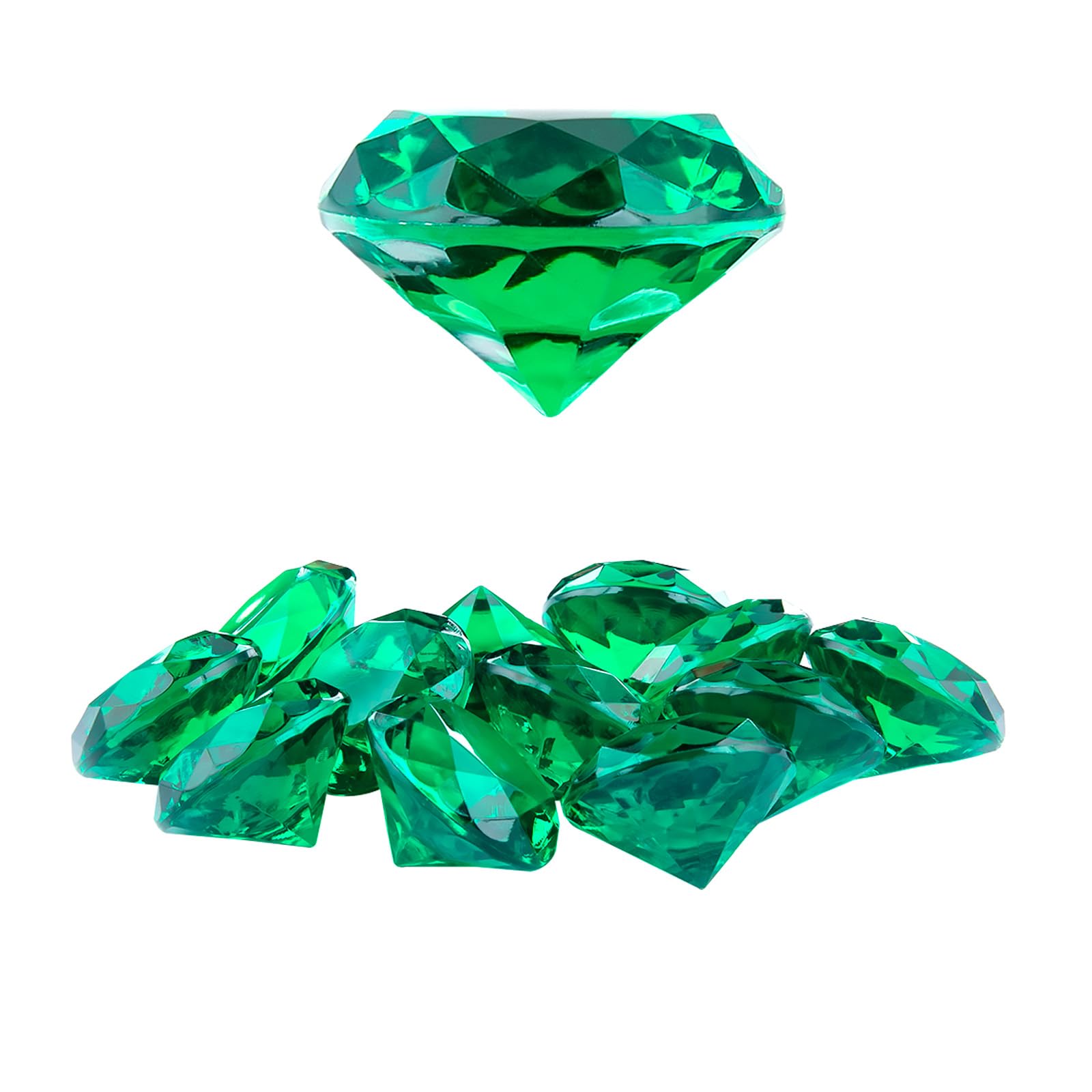 Niceup 26PCS Fake Emeralds Green Gemstones Plastic Acrylic Diamond Gems Toys Big 1.5in Kid Diving Gem Pool Toy Party Decorations Crafts