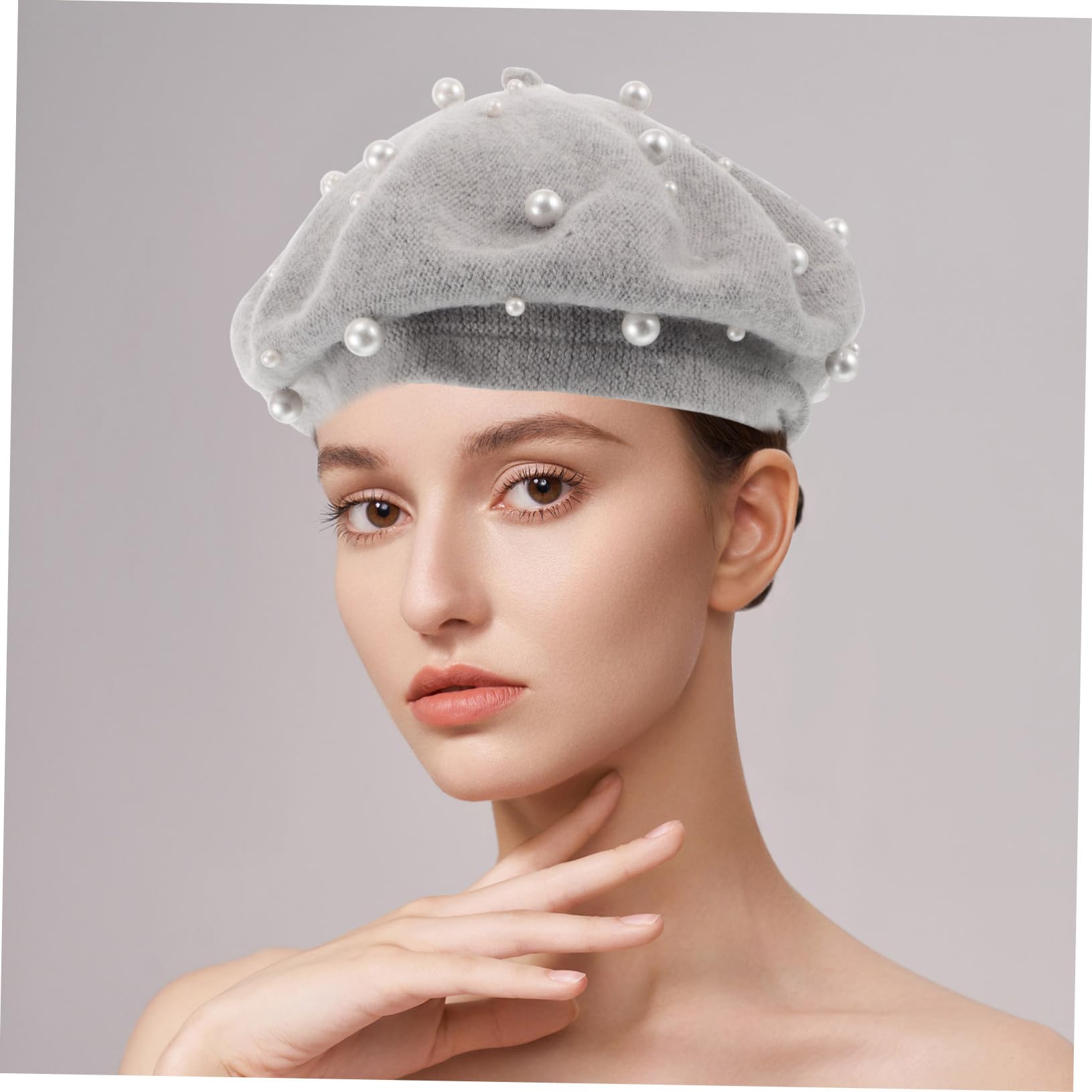 NIYANGLE Vintage Style Beret Hat for Women Classic Imitation Wool Beanie Cap Adaptable Fashion Accessory for Fall and Durable and Comfortable Design Light Grey
