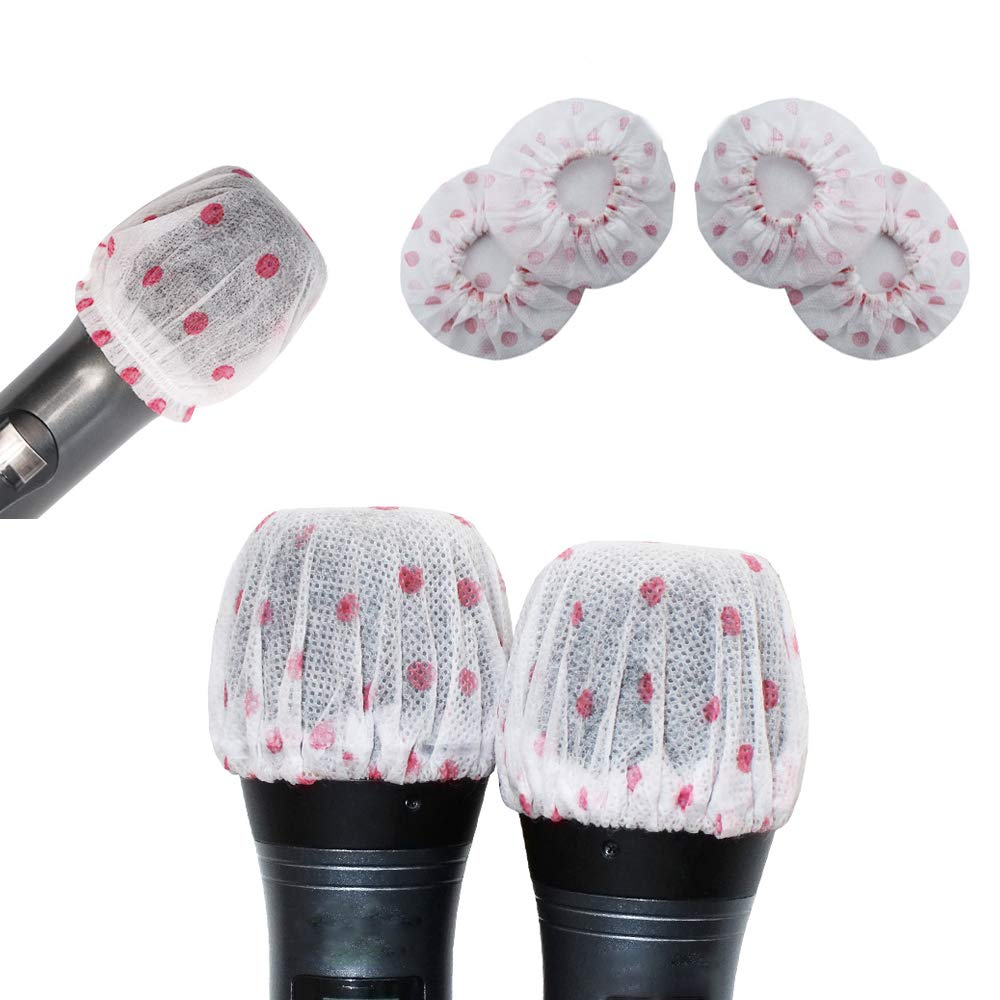 100 Pack Disposable Microphone Cover Non-Woven Microphone Cover Windscreen Mic Cover Protective Cap For KTV Recording Room News Gathering