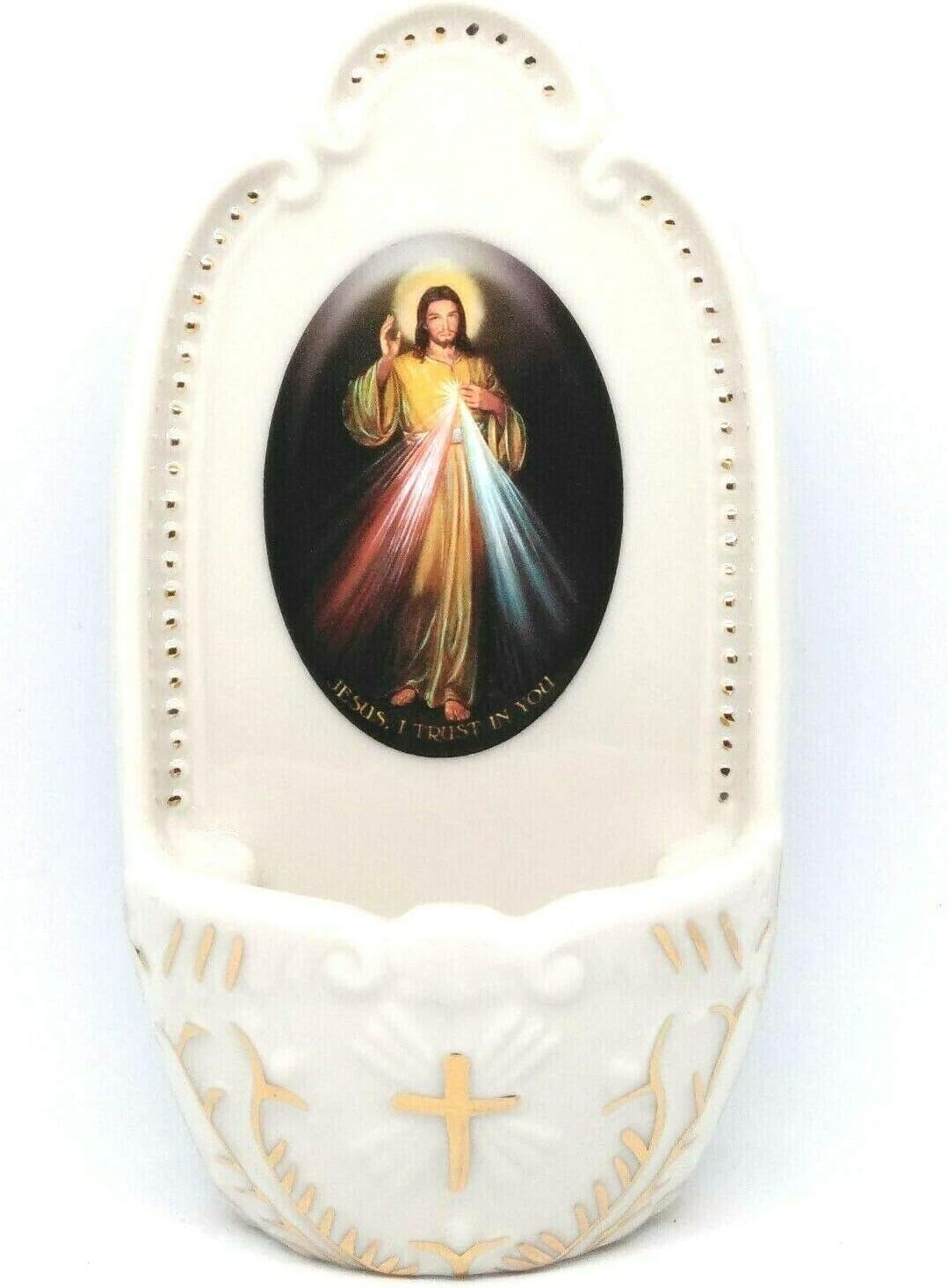 FlorentinePorcelain Divine Mercy Jesus small Holy water font 5