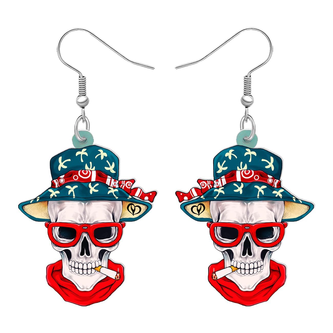 YINYA Halloween Novelty Sugar Skull Earrings Dangle Drop Rose Jewelry Fun Gifts for Women Girls Spooky Season Party Favors