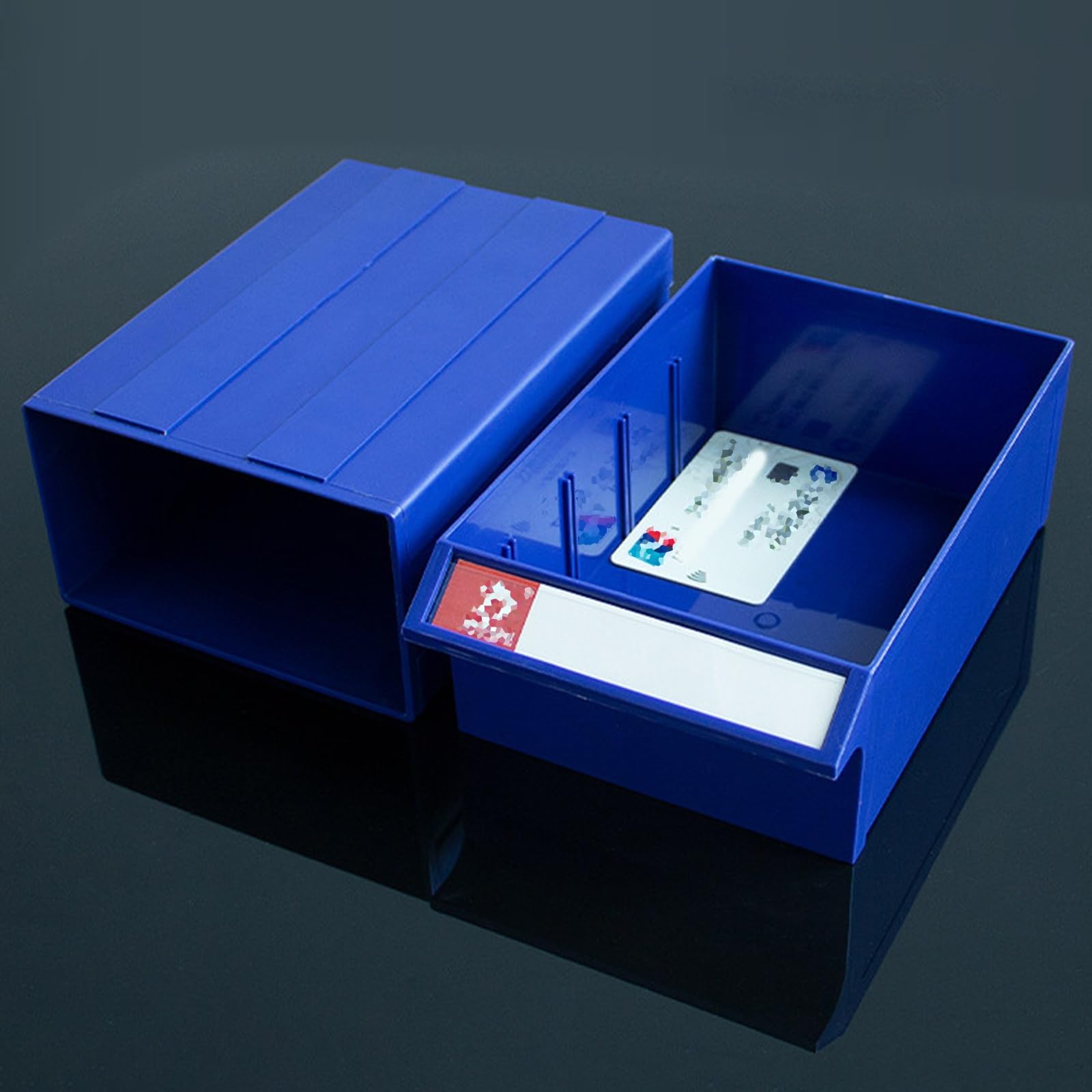 Cassettiera Minuteria Contenitori Portaoggetti In Plastica Blu Con Divisori Ed Etichette, Organizer Impilabile Per Negozio/garage/banco Di Lavoro, Armadietto(30 pack,20.5x13.5x7.8cm)