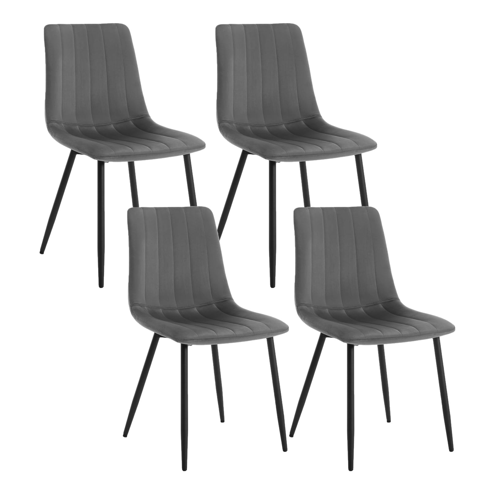 Klihome Esszimmerstühle 8er Set, Küchenstuhl, Esstisch Stuhl, Polsterstuhl, Wohnzimmerstuhl, Design Stuhl, mit Rückenlehne Metallbeinen, Sitzfläche aus Samt, Dunkelgrün, K0009EZS-8